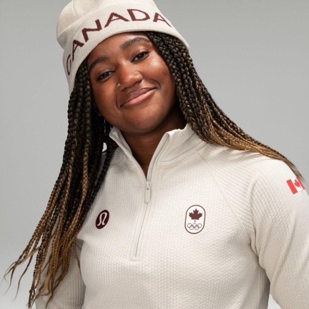 Lululemon Engineered Warmth Half Zip Ivory Team Canada Olympic Edition Size 10 - Picture 2 of 9